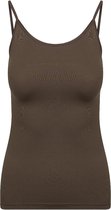 RJ Bodywear Pure Color dames spaghetti top (1-pack) - donkerbruin - Maat: 4XL
