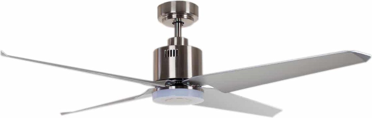 Stille plafondventilator met lamp | Staal | Ø 137 cm | Afstandsbediening | Woonkamer / Slaapkamer | Modern design