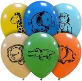 Jungle dieren mix, 6 ballonnen, 30cm