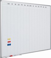 Tableau blanc PRO - Acier émaillé - Agenda hebdomadaire - Agenda mensuel - Agenda annuel - Magnétique - Wit - 90x120cm