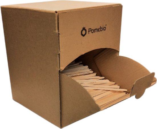 Pomebio Houten Roerstaafjes - 11 cm - 1000 stuks in Dispenserbox