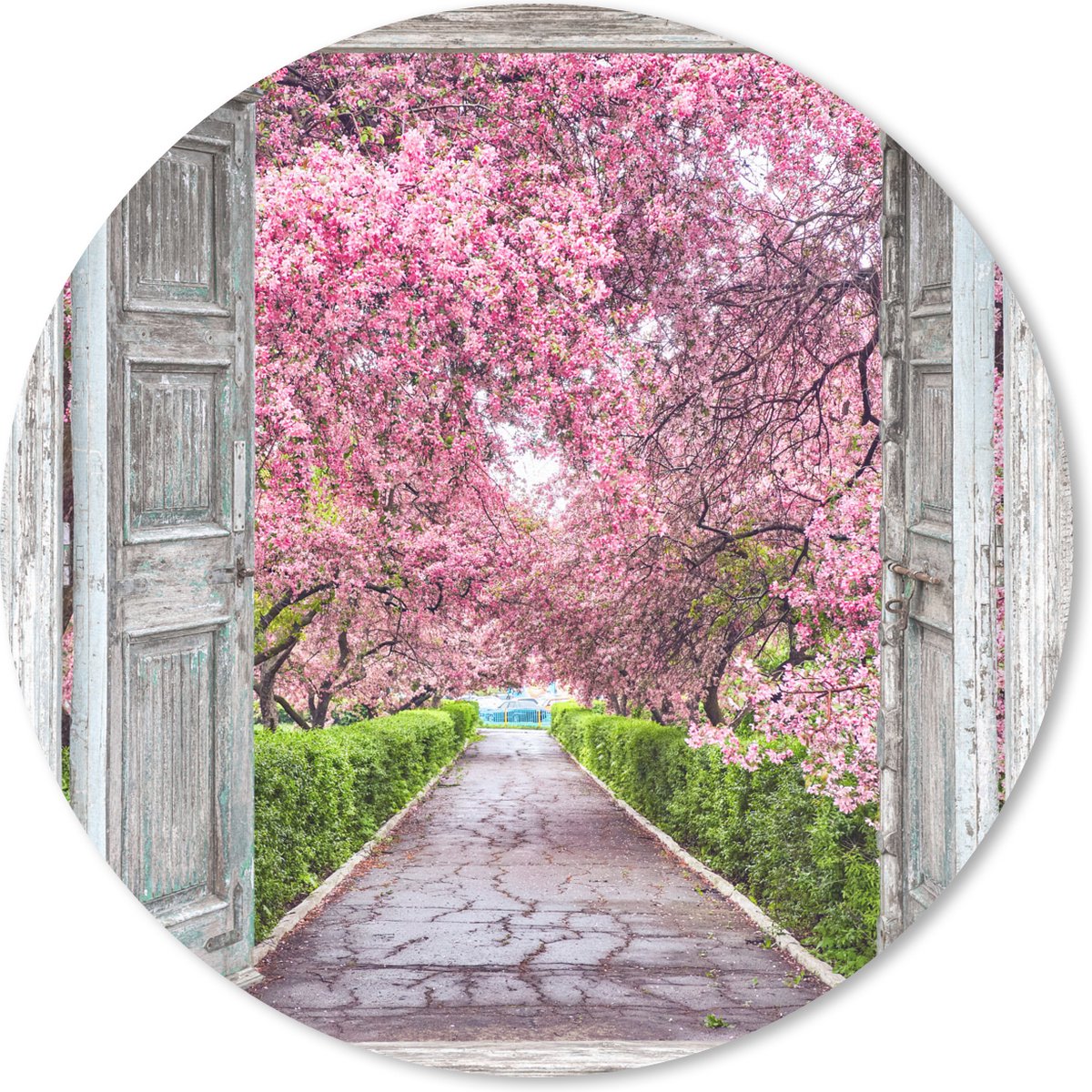 Muismat rond 30x30 cm - Mousepad Sakura - Doorkijk - Boom - Kersenbloesem - Ronde muismatten