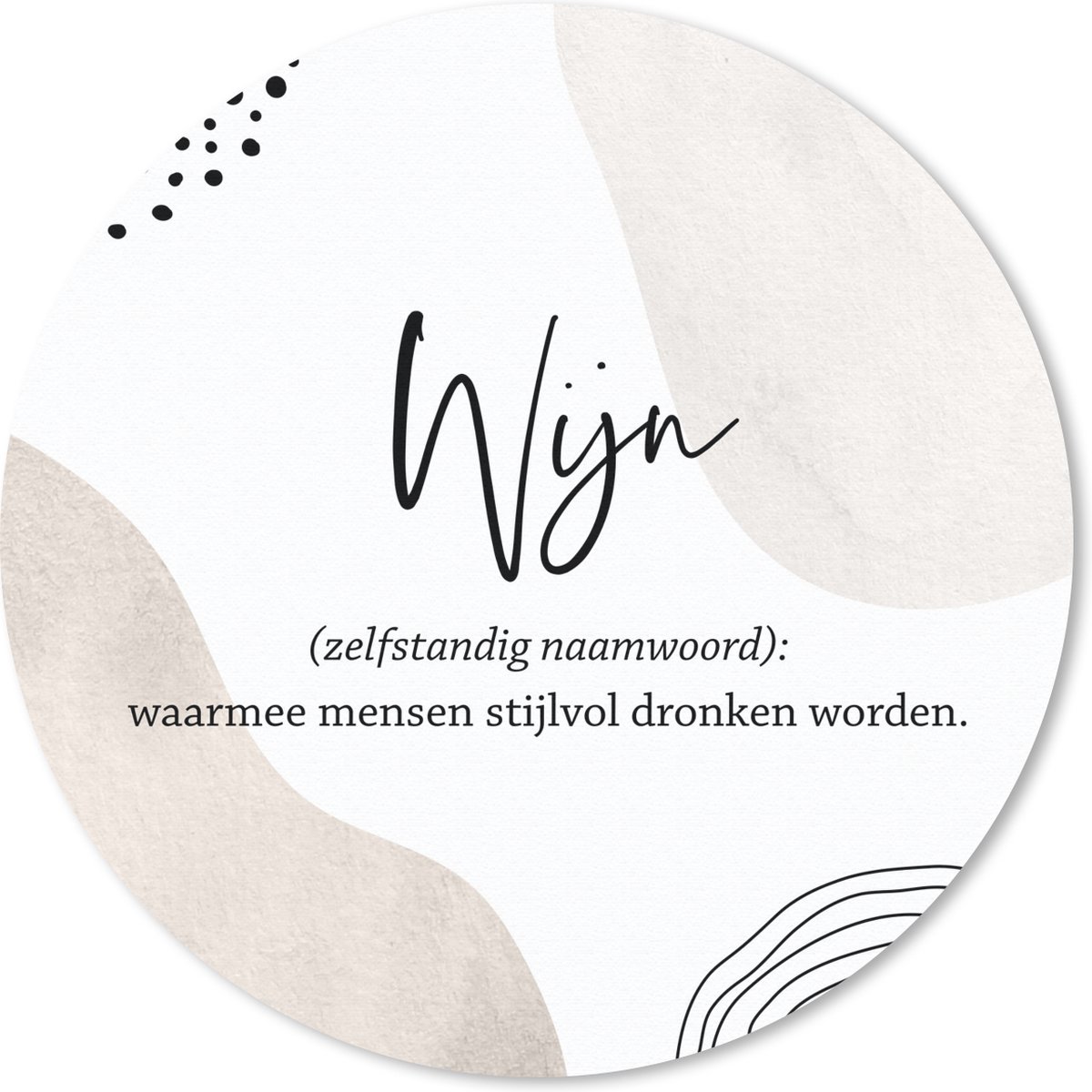 Muismat rond 30x30 cm - Mousepad Quotes - Spreuken - Wijn - Wijn definitie - Woordenboek - Ronde muismatten