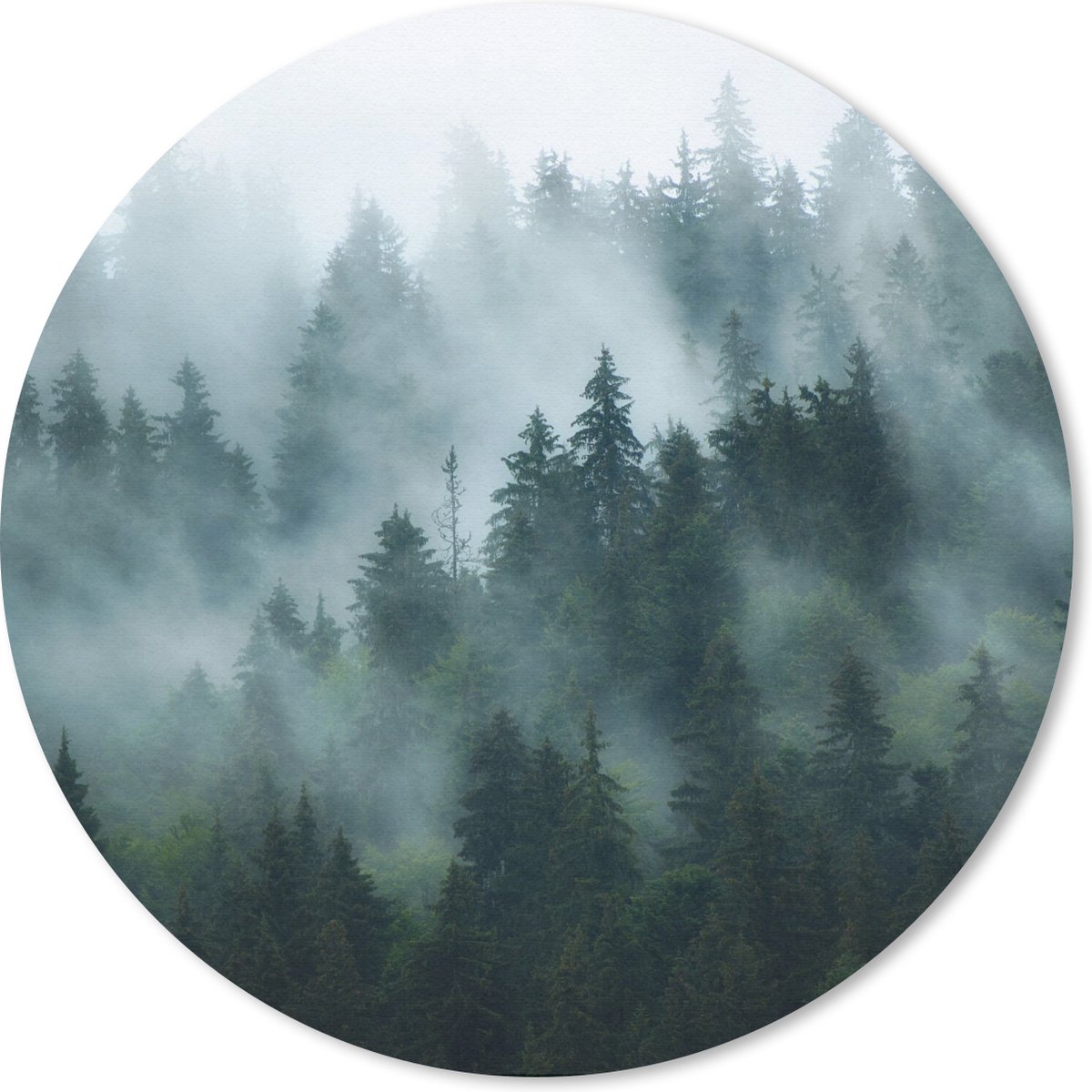 Muismat rond 30x30 cm - Mousepad Mist - Bomen - Bos - Ronde muismatten