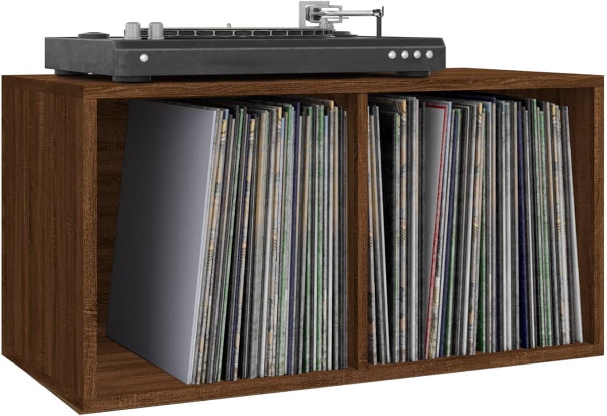 Lp Box Hout vidaXL Opbergbox voor LP's 71x34x36 cm bewerkt hout bruineikenkleurig ...