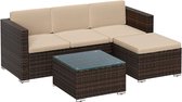 Rootz Garden Sofa - Tuinmeubelset - 3-zitsbank - Tuinbank Met Tafel - Outdoor Seating Set - Bruin/Taupe