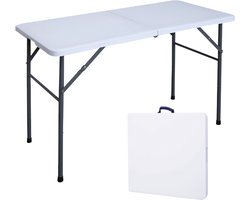 Goliving Inklapbare Tafel – Klaptafel – Campingtafel – Vouwtafel Buiten – Weerbestendig – 122 x 60 x 74 cm – Wit