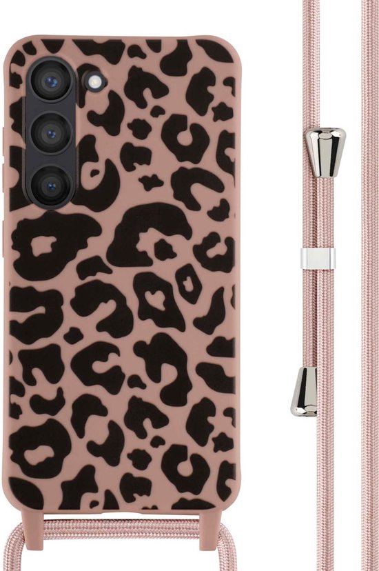 Foto: Imoshion hoesje geschikt voor samsung galaxy s23 hoesje met koord imoshion siliconen design hoesje met koord roze animal pink