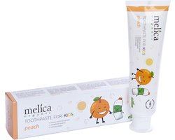 MELICA ORGANIC Natural Biologische PERZIK TANDPASTA BABY en KIDS 100ml - 99% Natuurlijk - Met XYLITOL & KALIDENT CALCIUM – Fluoridevrij- Zonder SLS, SLES, Parabenen, Kleurstoffen, Suiker, Alcohol, Antiseptica