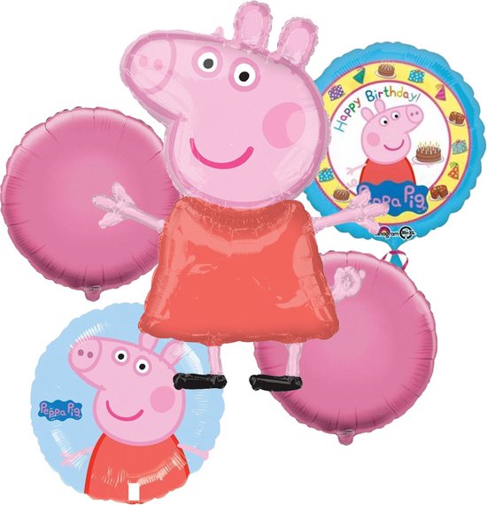 Peppa Pig – Ballon set – 5-Delig – Helium ballon – Folieballon - Versiering - Kinderfeest.
