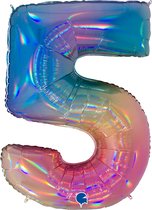 Folieballon - numbers - 40" - rainbow - 5