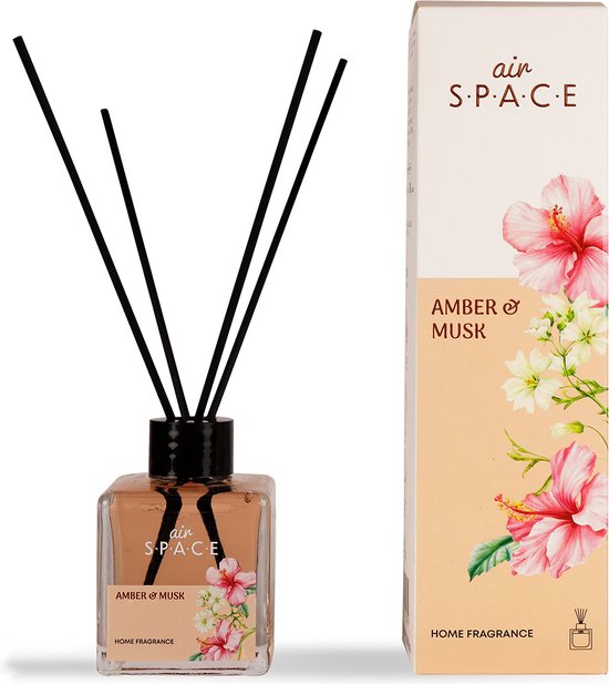 Air Space - Parfum - Geurstokjes - Huisgeur - Huisparfum - Amber & Musk - Vierkant - 100ml