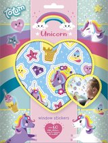 Totum - Unicorn - Raamstickers - 60 Stickers - Decorvel - Vakantie - Autorijden - Onderweg - Creatief - Knutselen - Statische Stickers - Ramen - Kinderen - Meisje - Herbruikbaar - Cadeau - Schoencadeau