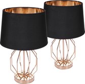 BRUBAKER Set van 2 Tafellampen - Bedlampjes - Decoratieve Vintage metalen lampenvoet - Moderne Tafellampen - 45 cm - Goud/Zwart