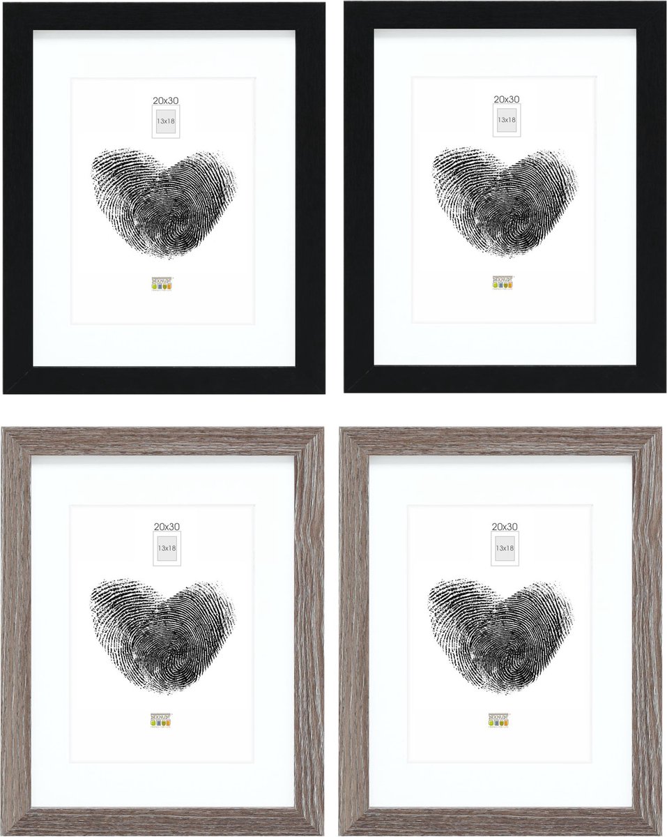 Deknudt Frames fotowand S66KMP 11 - 4 fotokaders - foto 13x18/20x30 cm zwart