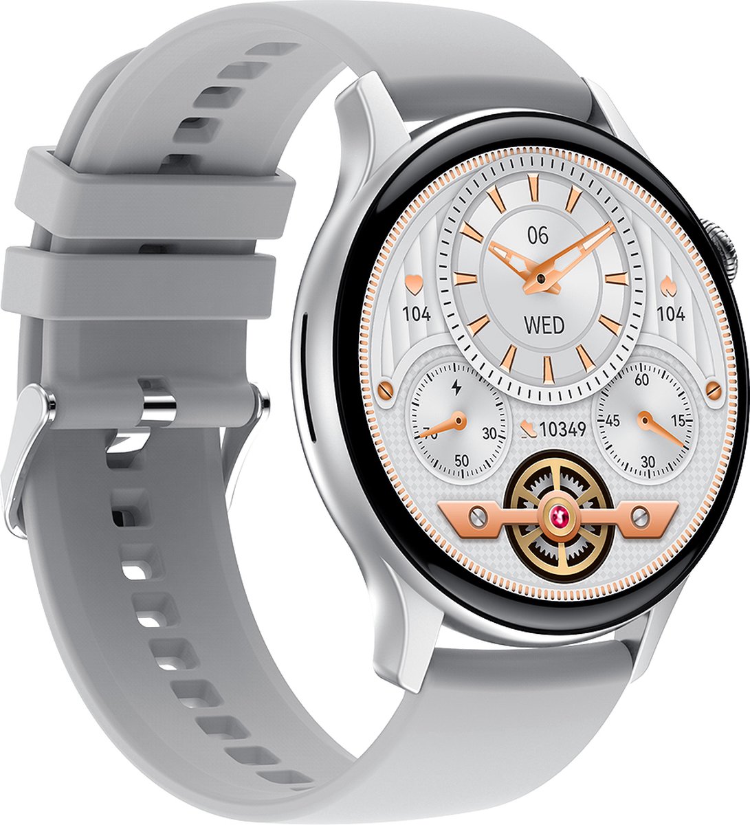 SAMTECH Smartwatch Amoled HD Pro - Heren & Dames – horloge – Geschikt voor iOS & Android - NFC, Stappenteller, Calorie Teller, Slaap meter – Grijs