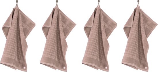 Tiseco Home Studio - Torchon PHARAO HANDY - SET/4 - 100% coton - tissu éponge - avec boucle de suspension - ultra absorbant - séchage rapide - matériau résistant - 50x50 cm - Rose