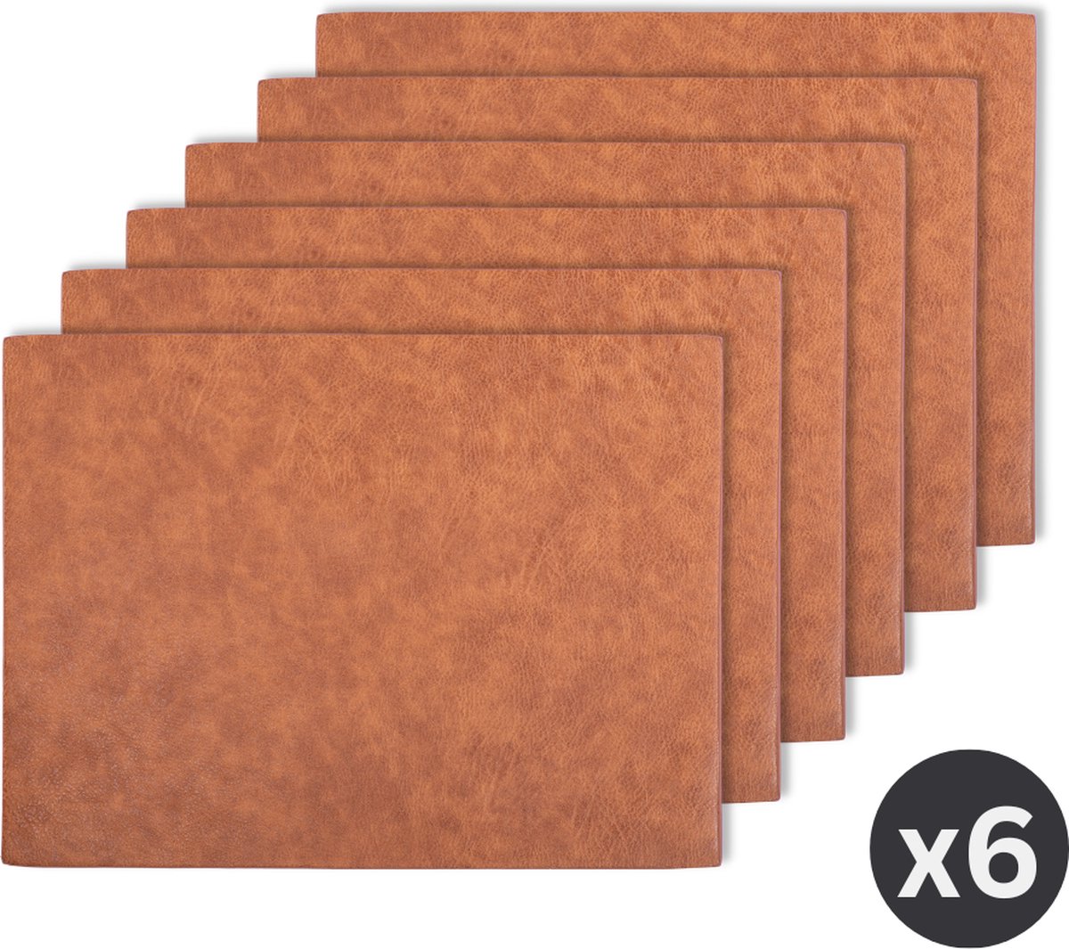 Placemat TROJA - SET/6 - kunstleer - 33x45 cm, cognac