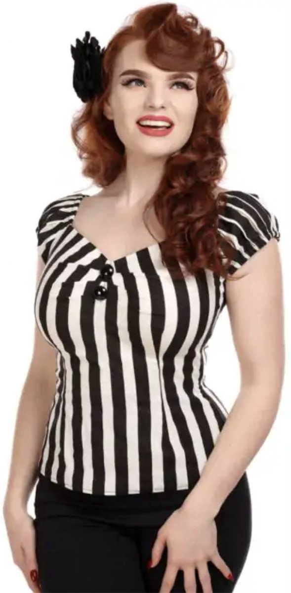 Collectif Dolores Top Striped Zwart / Wit