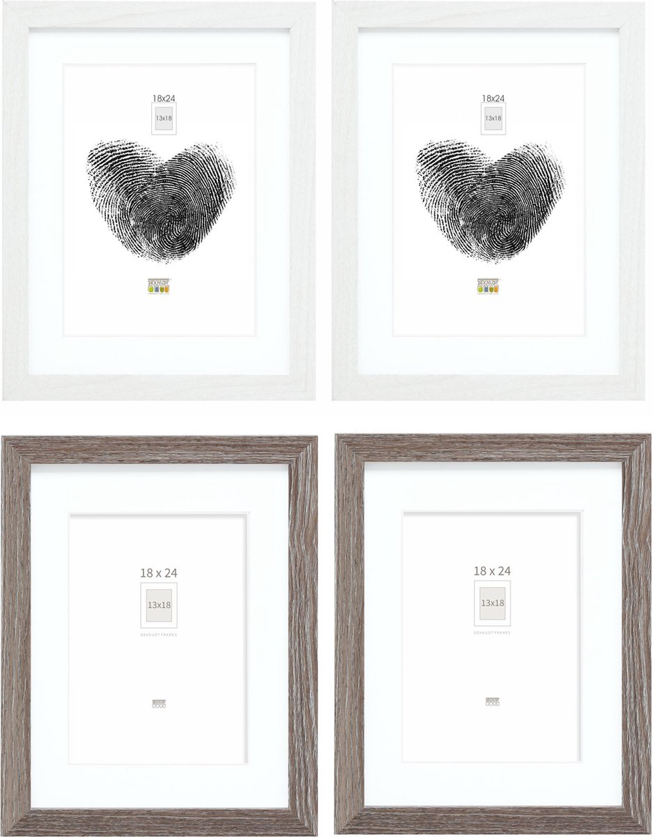 Deknudt Frames fotowand S66KMP 13 - 4 fotokaders - foto 13x18/18x24 cm wit