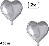 2x Ballon aluminium Coeur argent (45 cm) - mariage mariage mariée coeurs ballon fête festival amour blanc