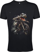 T-Shirt 1-152 The DinoSaurus op motor - Zwart, L