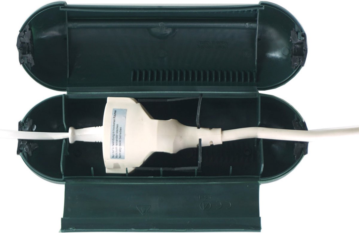 Alma Garden Stekkerbox/stekkersafe - spatwaterdicht - groen - kunststof - IP44 - 21 x 8 cm