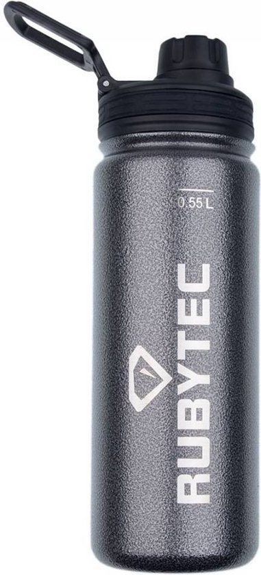 Rubytec Shira Verkoelende Drinkfles - 550 ml - Handige Drinktuit - Lekvrije Drinkdop - Urenlang Koud Drinken - Lekvrij - BPA-vrij - Zwart