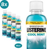 Listerine® Cool Mint, rince-bouche aux huiles essentielles pour une haleine durablement fraîche, 95 ml - Lot de 8