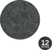 ZICZAC - Sous verre TRUMAN - SET/12 - Faux cuir - double face, facile à nettoyer, antidérapant - Rond - Diamètre 9,5 cm - Noir