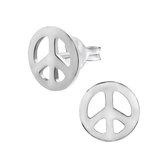 Zilveren oorbellen | Oorstekers | Zilveren oorstekers, opengewerkt peace sign of vredesteken