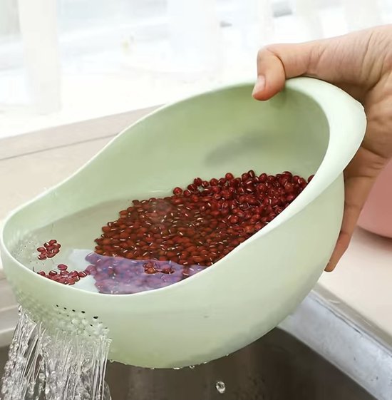 Foto: Zeefrijst waskom rijstwasser zeef groente fruit pasta afdruiprek