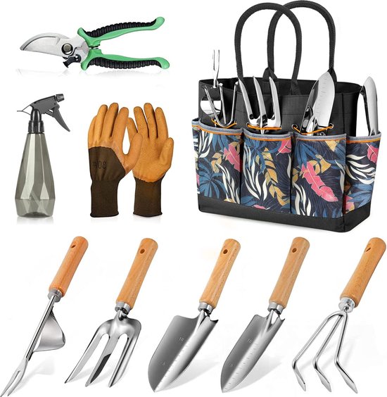 Outils de jardin: ensemble d'outils de jardinage 9 pièces pour jardiner  avec grand sac