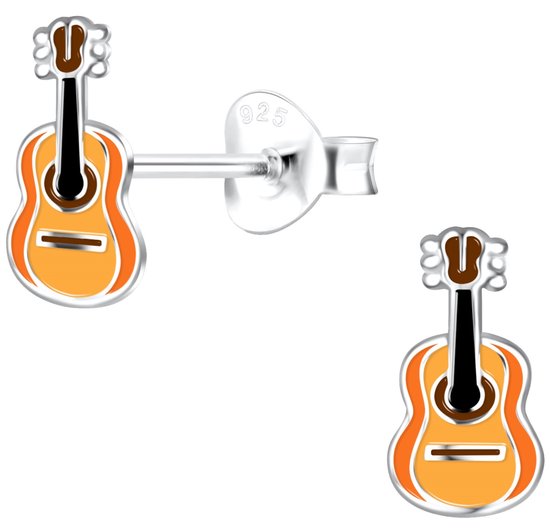 Joie|S - Boucles d'oreilles guitare argent - 5 x 9 mm - marron orangé -  boucles... | bol.com