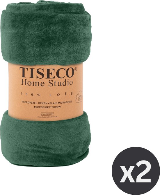 Tiseco Home Studio - Plaid COSY - SET/2 - microflannel - 220 g/m² - 130x160 cm - Donkergroen