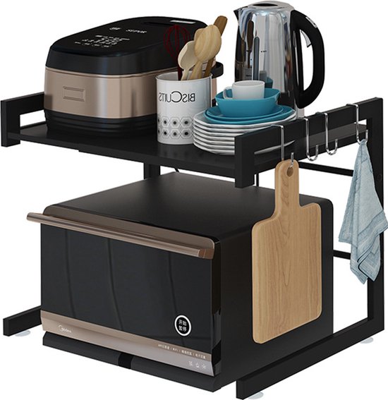 Support de rangement de cuisine HUOLE pour four micro-ondes noir 57*38