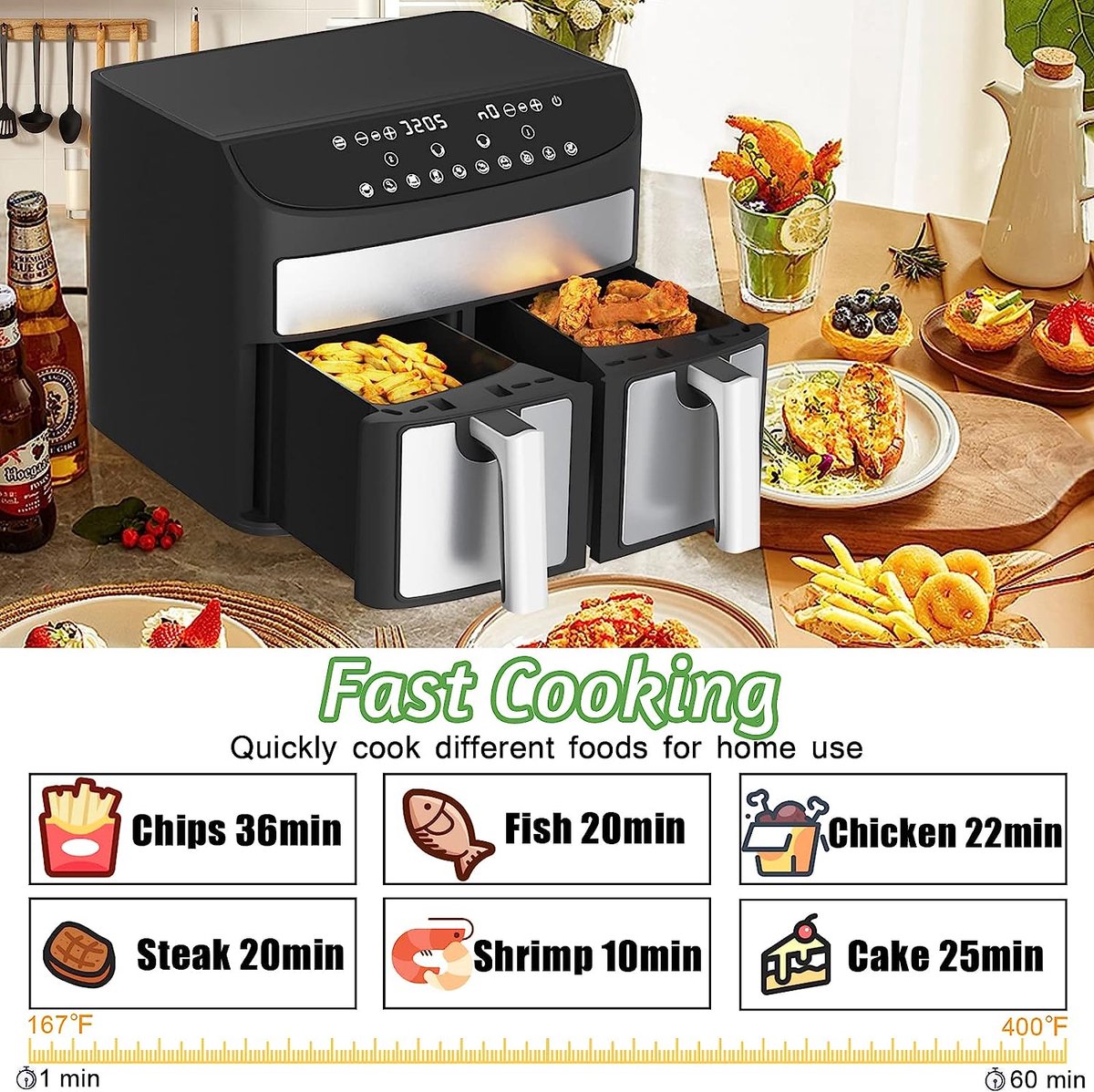 Royalty Line AF-5409 Airfryer XXL - Double Airfryer XXL - Deux