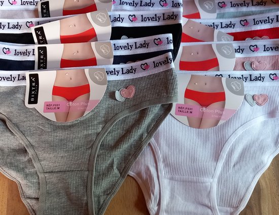 Dames Onderbroek Katoen - Slipjes 8-pack - Maat M - Multipack - kleuren mix - print "lovely lady"