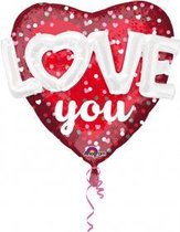 Folieballon hartvorm 3D LOVE you