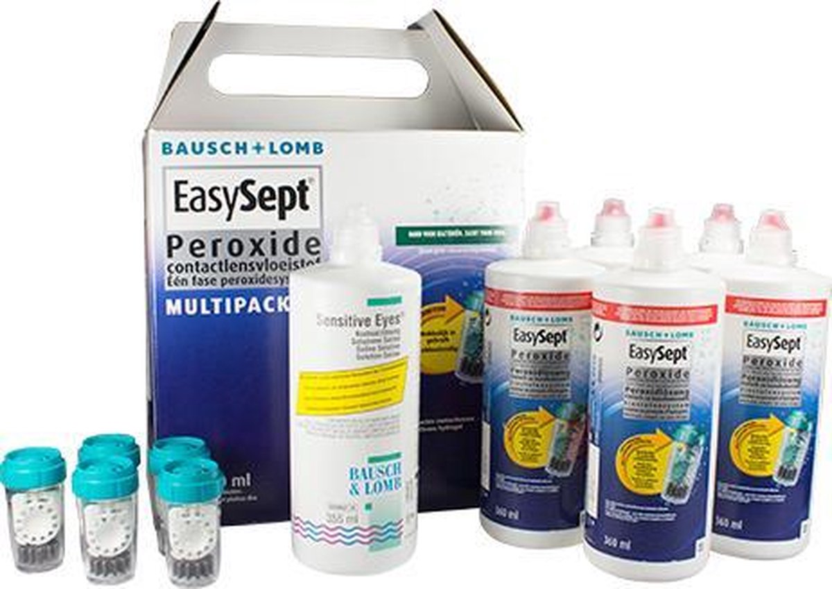 EasySept® Multi-pack | 5x360ml Easysept + 1x360ml saline + 5 lenshouders met disk