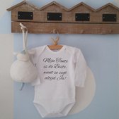 Baby Rompertje met tekst | Mijn Tante is de beste want ze zegt altijd ja!  | lange mouw | wit met zwart | maat 74/80  I love liefste cadeautje verjaardag