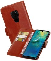 Zakelijke Book Case Telefoonhoesje Geschikt voor de Huawei Mate 20 - Portemonnee Hoesje - Pasjeshouder Wallet Case - Bruin