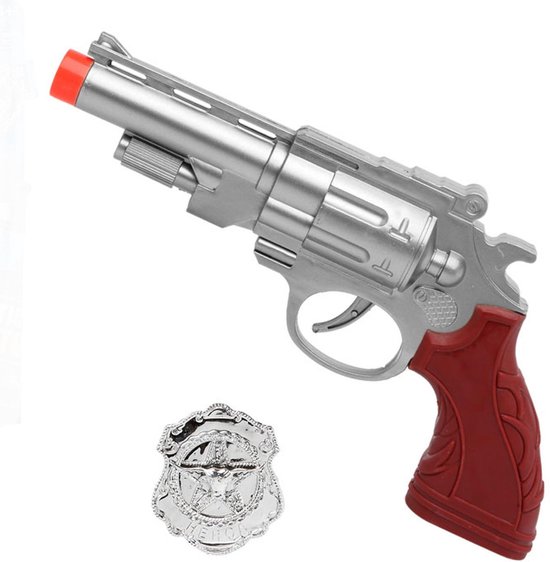 ATOSA - Faux pistolet argenté avec badge de police - Accessoires