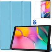 Hoes Geschikt voor Samsung Galaxy Tab A 10.1 2019 Hoes Book Case Hoesje Trifold Cover Met Screenprotector - Hoesje Geschikt voor Samsung Tab A 10.1 2019 Hoesje Bookcase - Lichtblauw