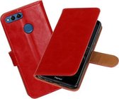 Rood Pull-Up Wallet Case Hoesje voor Huawei P Smart