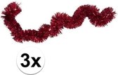 3x Folieslinger / kerstslinger rood 15 cm x 2 m