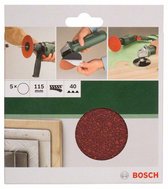 Bosch 5-delige schuurbladset voor haakse slijpmachines 115 mm - korrel 40