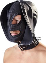 ZADO – Dubbele Gezichts Masker Intern en Extern met Rits en Vetersluiting voor Absolute Onderdanigheid – Zwart