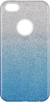 HB Hoesje Geschikt voor Apple iPhone 6 & 6s - Glitter Back Cover - Blauw & Silver