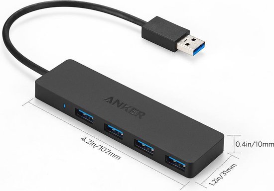 Anker 4-port Usb 3.0 Ultra Slim Data Hub Voor Macbook, Mac Pro / Mini, Imac